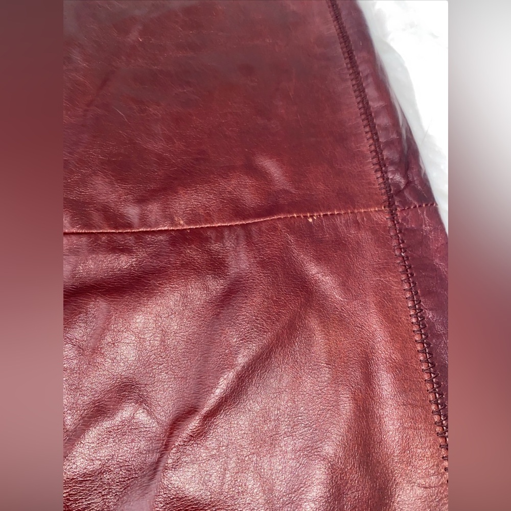 Vintage Gap Patchwork Leather Midi Lined Pencil S… - image 2